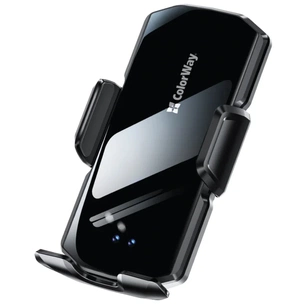 Універсальний автотримач ColorWay FlameGrip, автозажим, Wireless Charger 15W Black (CW-CHAW070Q-BK) picture 1