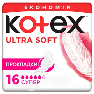 Гігієнічні прокладки Kotex Ultra Soft Super 16 шт. (5029053542690) зображення 1