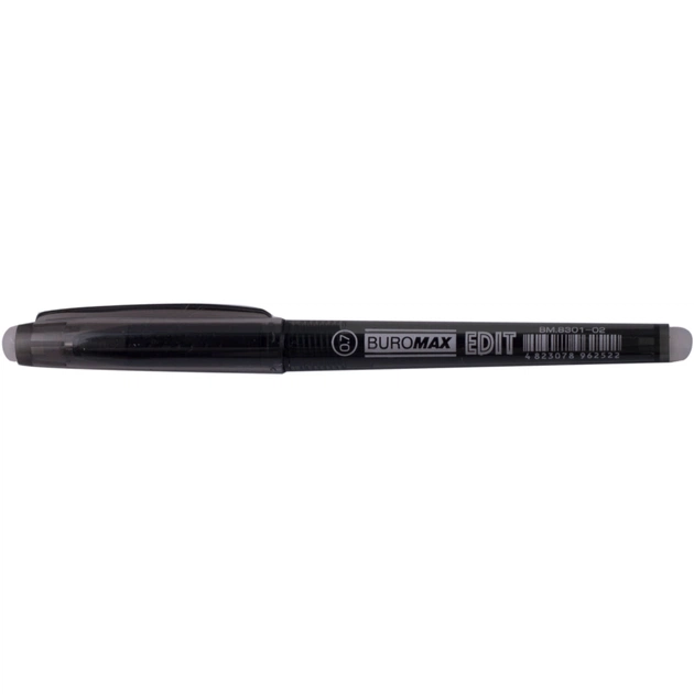 Ручка гелева Buromax Пиши-Стирай EDIT, 0.7 мм, чорні чорнила (BM.8301-02) - зображення 1