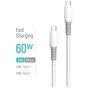 Дата кабель USB-C to USB-C 1.0m 3A PD60W liquid silicone white ColorWay (CW-CBPDCC093-WT) - зменшене зображення 5
