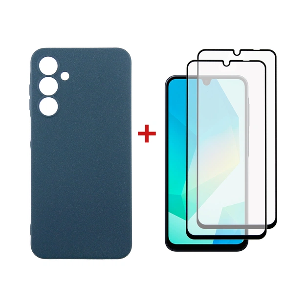 Чохол до мобільного телефона Dengos Samsung Galaxy A16 Carbon + glass 2pcs (Blue) (DG-CTG2P-07) - зображення 1