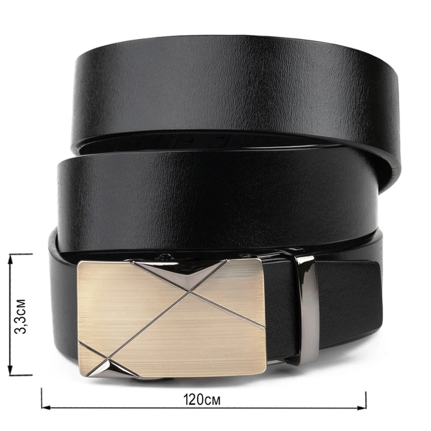 Ремінь Vintage Чоловічий з пряжкою автомат діагональ Чорний (20252) - зображення 3