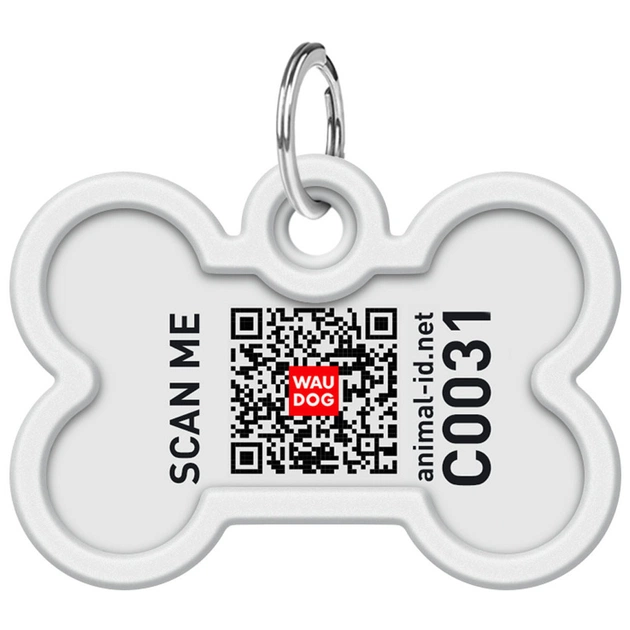 Адресник для тварин WAUDOG Smart ID з QR паспортом "Маршмеллоу", кістка 40х28 мм (0640-0214) - picture 3
