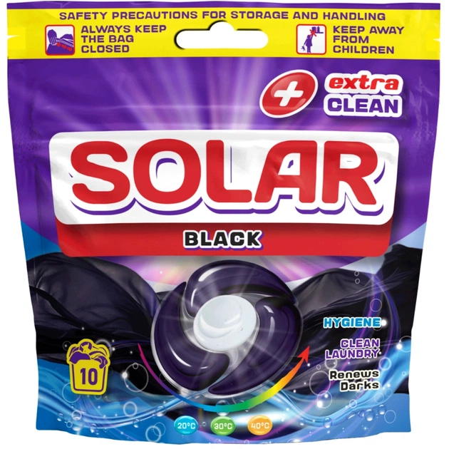 Капсули для прання Solar Household Black Для темних речей 10 шт. (4820269930452) - зображення 1