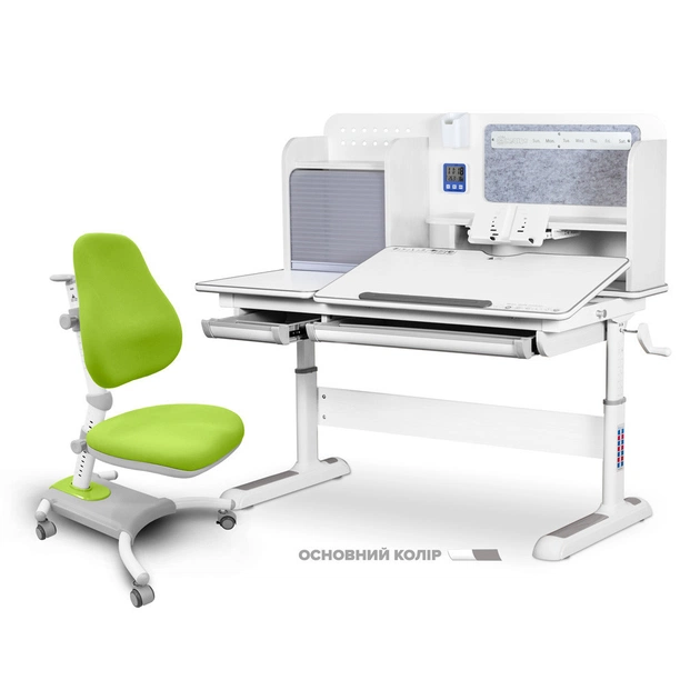 Парта с креслом Mealux Winnipeg Multicolor + Omega (BD-630 WG/G+Y-220 KZ) - изображение 1