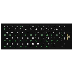 Наклейка на клавіатуру XoKo 48 keys UA/rus green, Latin white (XK-KB-STCK-SM) зображення 1