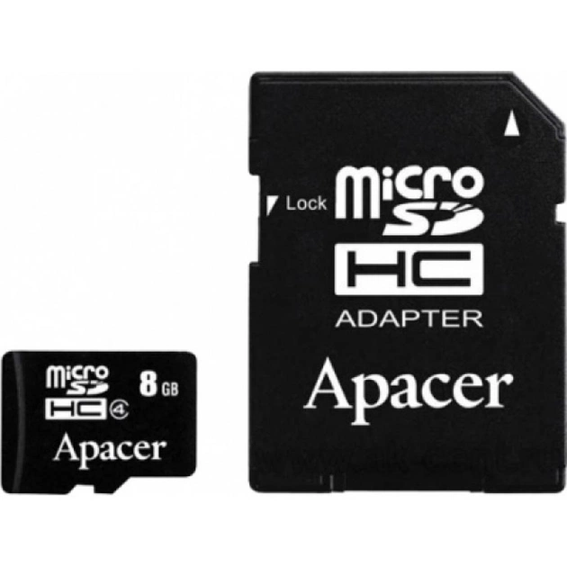 Карта пам'яті Apacer 8GB microSDHC Class4 w/ 1 Adapter RP (AP8GMCSH4-R) - изображение 1