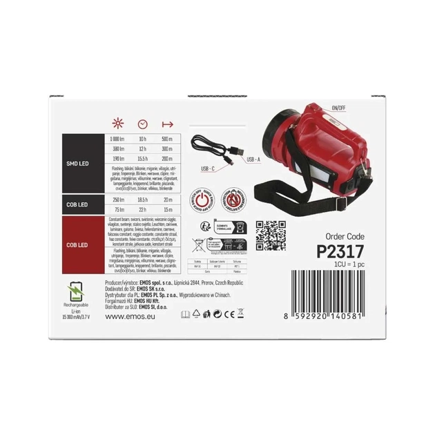Ліхтар EMOS P2317 LED+ COB LED 1000 лм 15000 мАг (P2317) - зображення 12