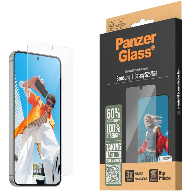 Скло захисне PANZERGLASS Ultra-Wide Fit Samsung Galaxy S25 (PG_PGRNUWFG38388) - зображення 1