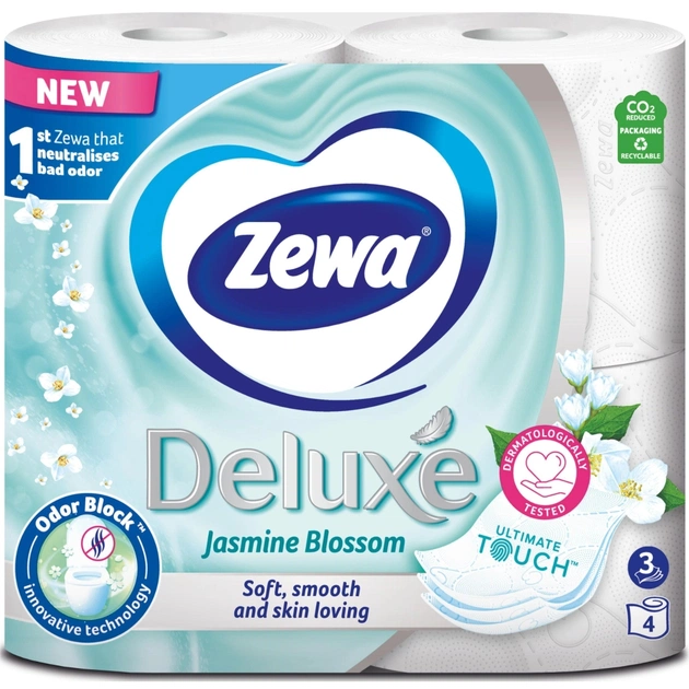 Туалетний папір Zewa Deluxe Жасмин 3 шари 4 рулони (7322542174074) - изображение 1