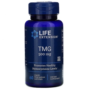Вітамін Life Extension Триметилгліцин, ТМГ, TMG, 500 мг, 60 вегетаріанських капсул (LEX-18596) зображення 1