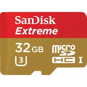 Карта пам'яті SanDisk 32GB microSD class 10 V30 A1 UHS-I U3 Extreme Action (SDSQXAF-032G-GN6AA) изображение 1