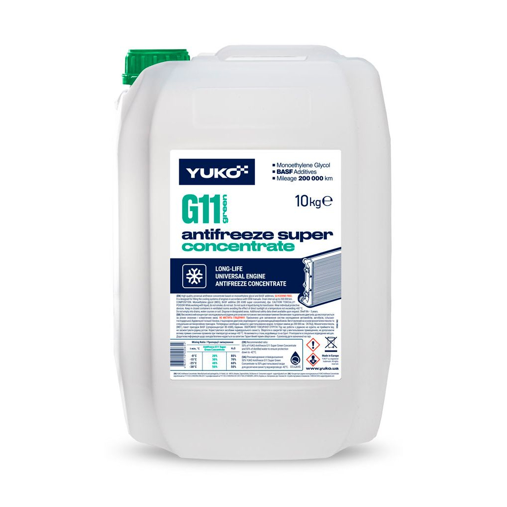Антифриз Yuko CONCENTRATE G11 зелен. ПЕ кан.9л (10 кг.) (4823110400654) - зображення 1