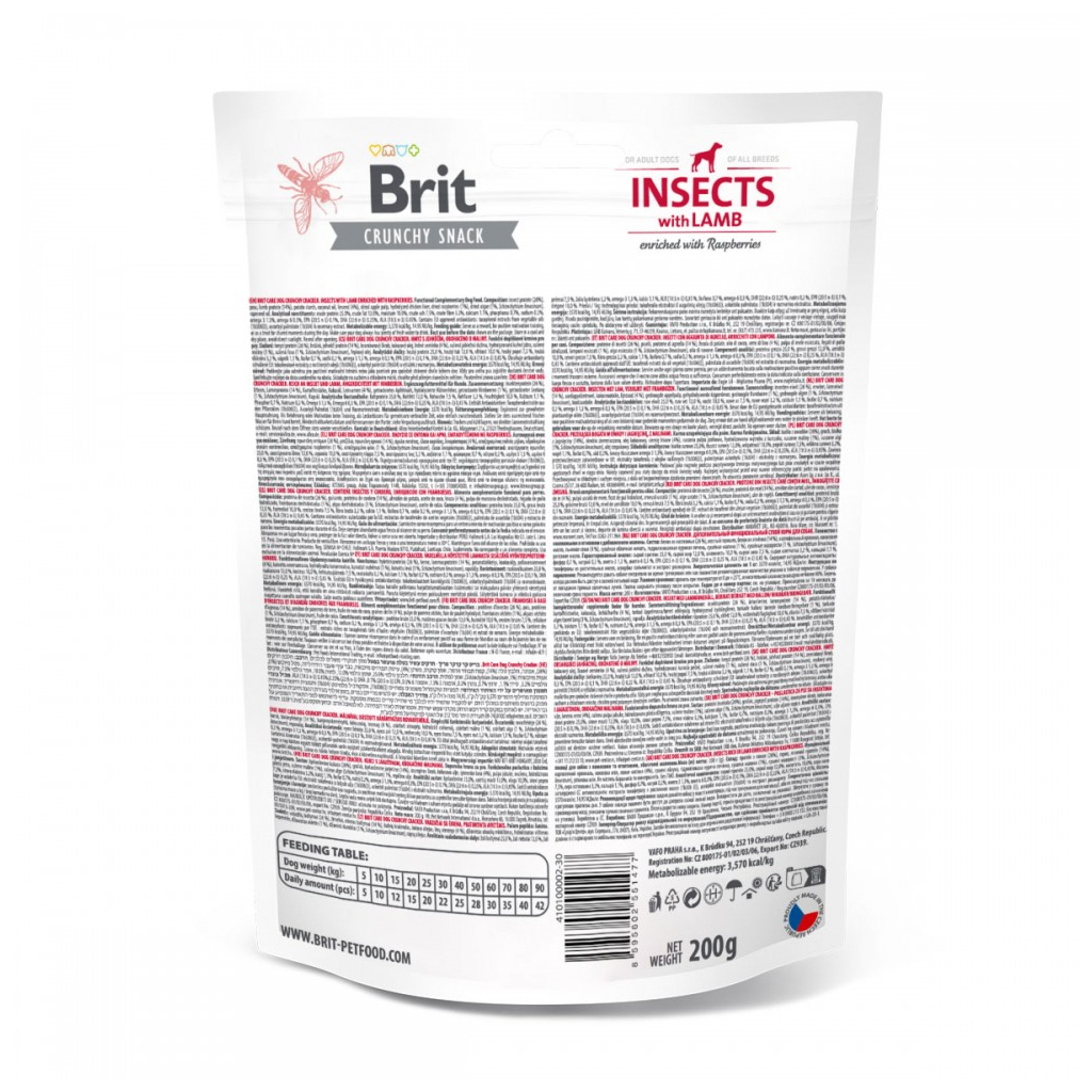 Ласощі для собак Brit Care Dog Crunchy Cracker Insects комахи, ягня і малина, 200 г (8595602551477) - зображення 3