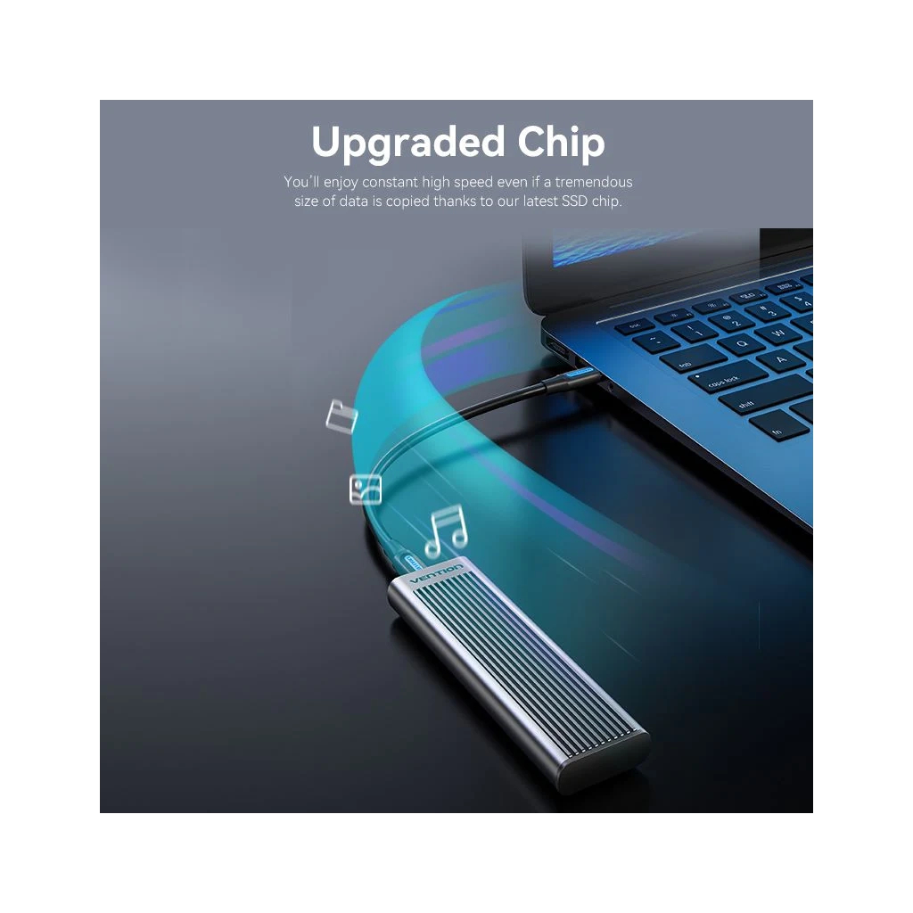 Кишеня зовнішня Vention SSD M.2 (NVME) M-key USB Type-C 3.2 10Gbps Heat Sink Aluminum (KPKH0) - зображення 5