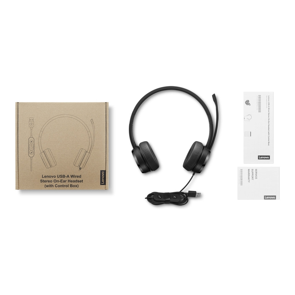 Навушники Lenovo USB-A Wired Stereo On-Ear Black (4XD1K18260) - зображення 7