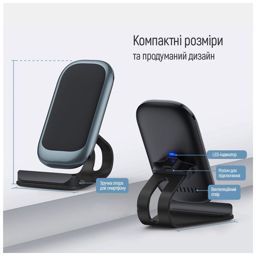 Зарядний пристрій ColorWay Wireless Stand 10W Blue (CW-CHW30Q-BL) - зображення 4