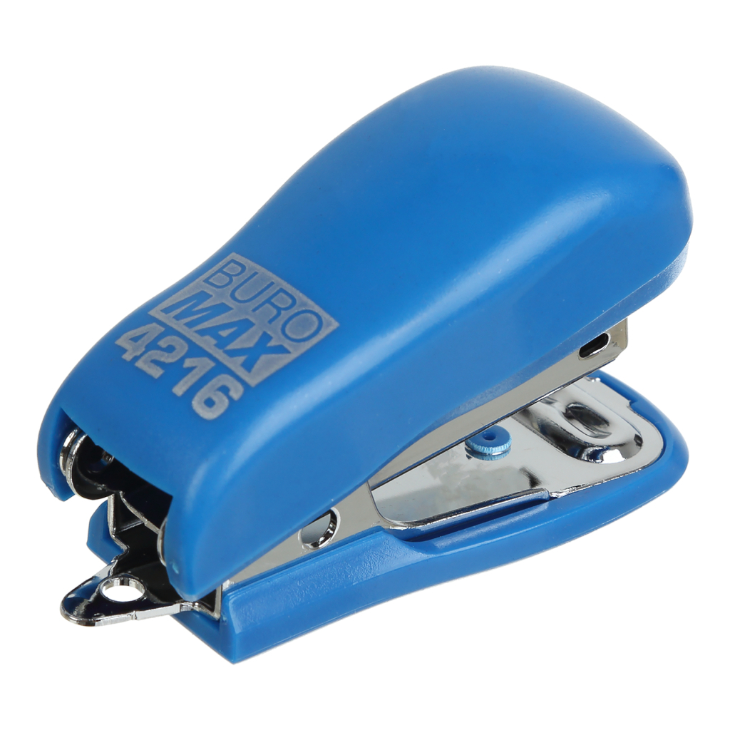 Степлер Buromax пластиковий МІНІ, 10 аркушів, (скоби №24; 26), 60 x 25 x 35 мм, синій (BM.4216-02) - зображення 2