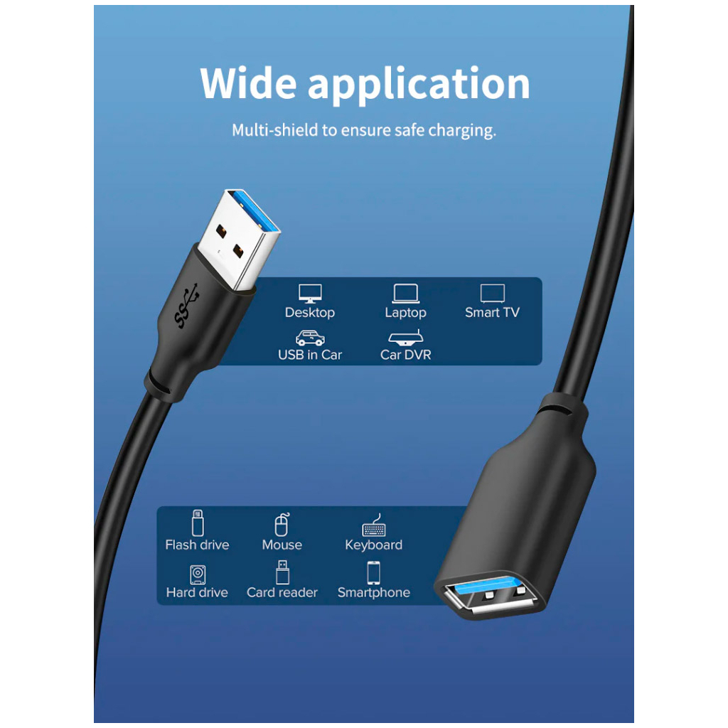 Дата кабель USB 3.0 AM/AF 2.0m Cabletime (CA915408) - зображення 7