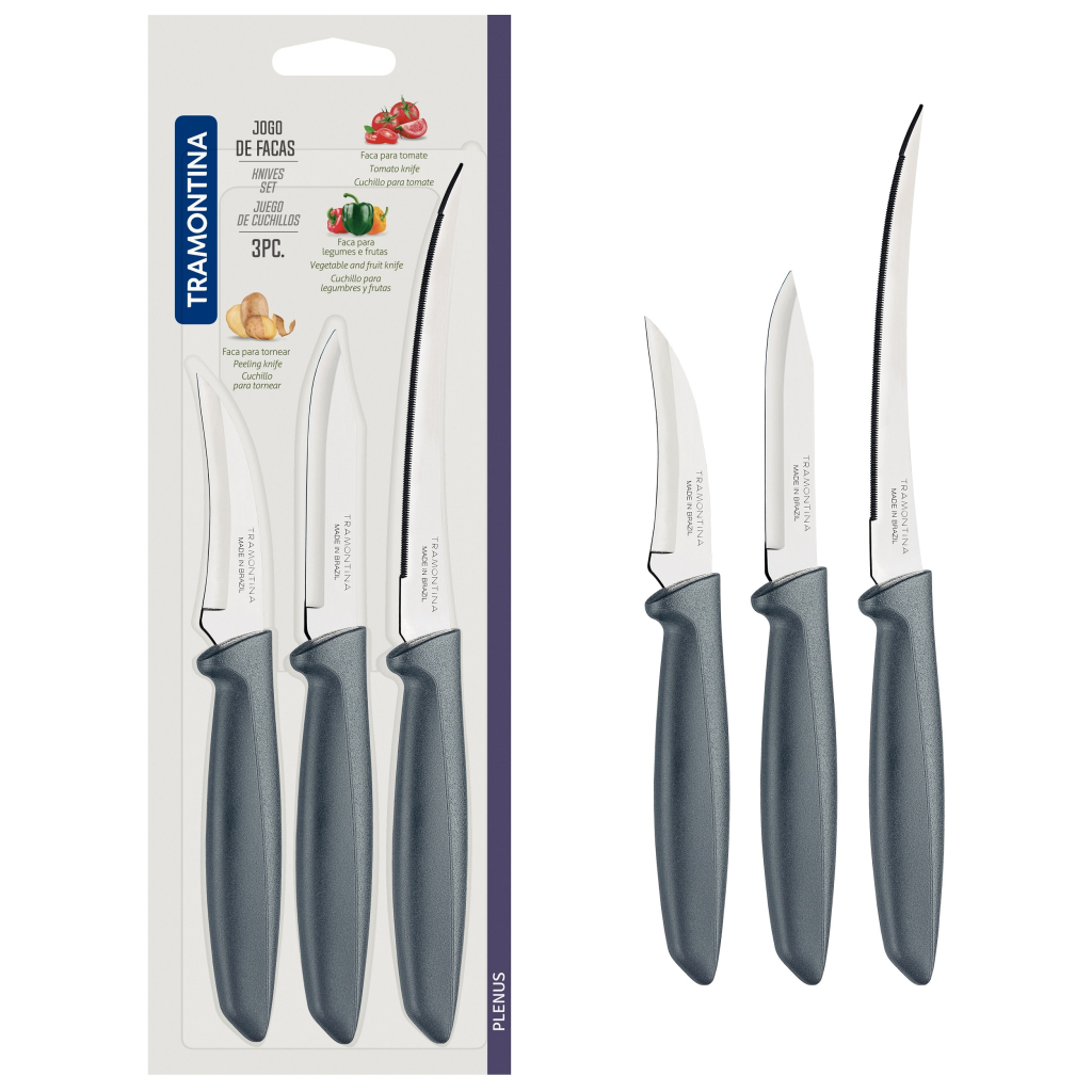 Набір ножів Tramontina Plenus Grey 3 предмети (23498/612) - зображення 2