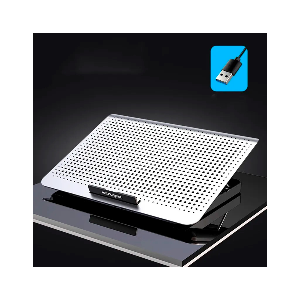 Підставка до ноутбука IceCoorel 10-15.6", 1*180mm 580 RPM, 2*USB, 350x225x26mm, Silver (A18) - зображення 10