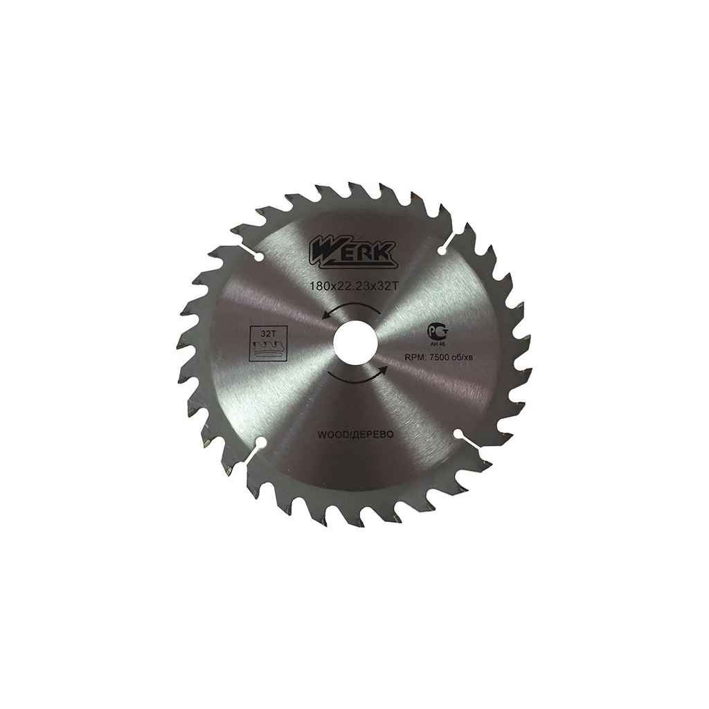 Диск пильний Werk по дереву - 180х22.23 32 зуб. (36101) - зображення 1