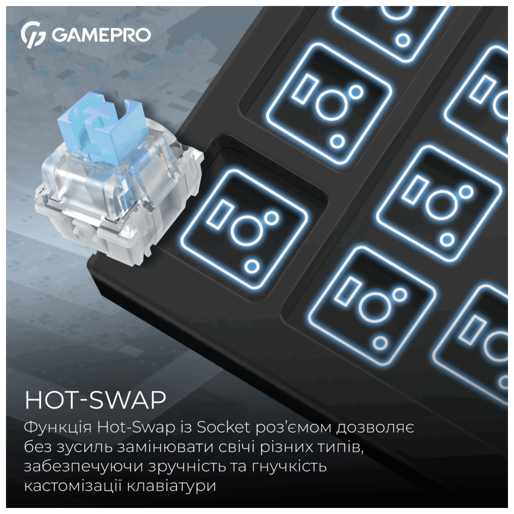 Клавіатура GamePro Asgard Valhalla Pro MK160B-D-Pro Rainy Switch Wireless/Bluetooth/USB UA Black (MK160B-D-Pro) - зображення 7