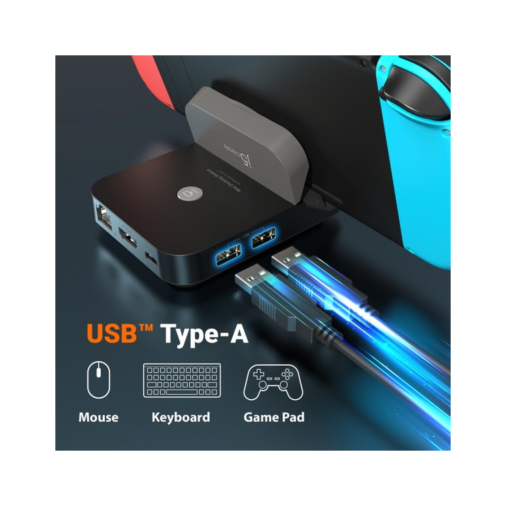 Порт-реплікатор J5create Dock-Station Nintendo Switch (HDMI/PD/USB-A/USB-C/LAN) (JCD620-N) - зображення 8