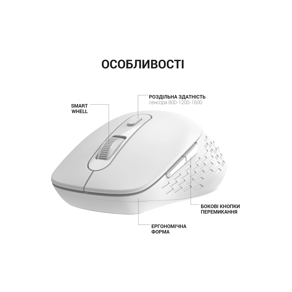 Мишка OfficePro M230W Silent Click Wireless/Bluetooth White (M230W) - изображение 6