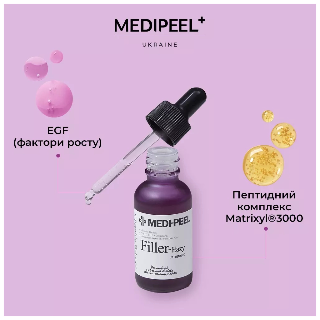 Сироватка для обличчя Medi-Peel Eazy Filler Ampoule З пептидами та EGF від зморщок 30 мл (8809941820324) - изображение 4