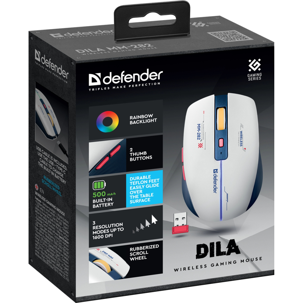 Мишка Defender Dila MM-282 Wireless White/Blue (52282) - зображення 4