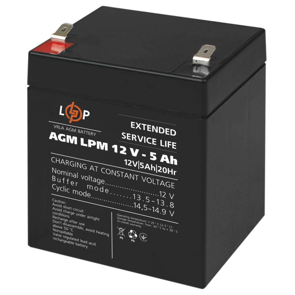 Батарея до ДБЖ LogicPower LPM 12В 5 Ач (3861) - зображення 1
