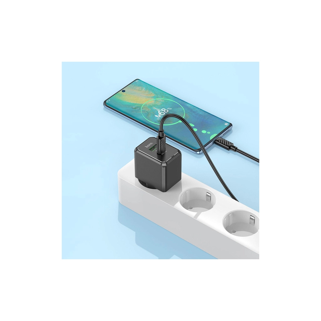 Зарядний пристрій HOCO CS14A USB-C PD20W + USB QC3.0 + cable USB-C to USB-C black (6942007603911) - зображення 8