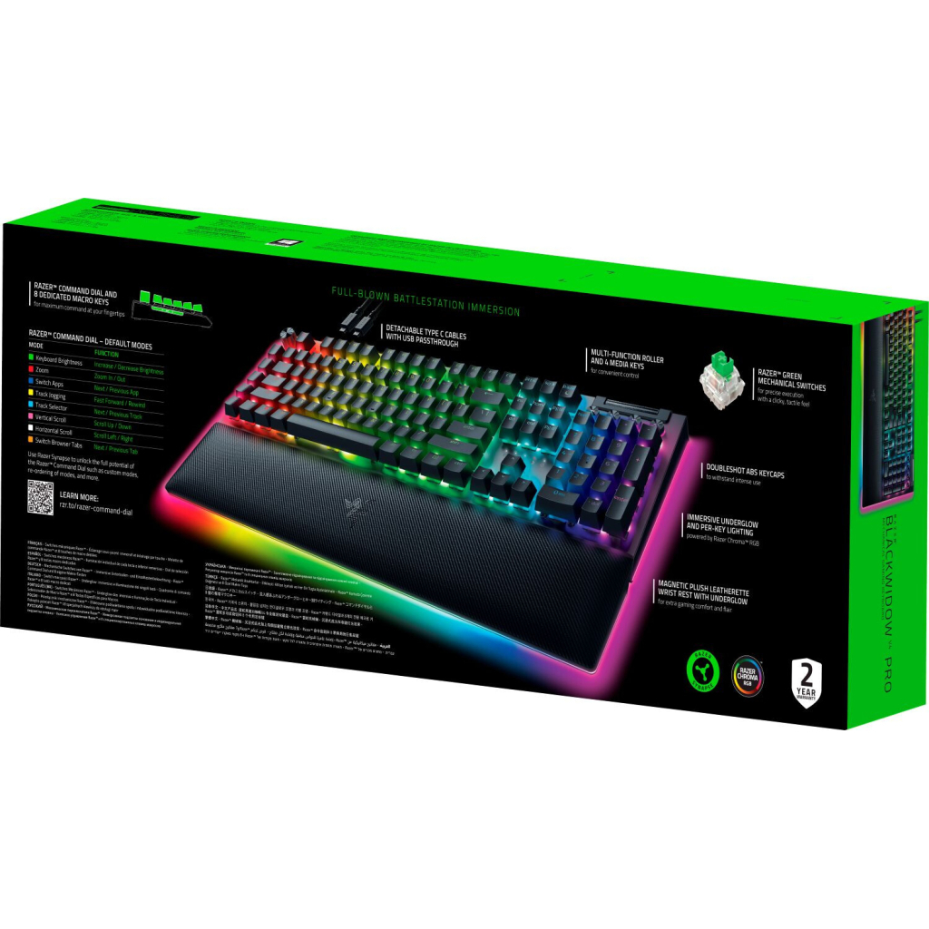 Клавіатура Razer BlackWidow V4 PRO Green Switch USB UA Black (RZ03-04680100-R3M1) - зображення 7