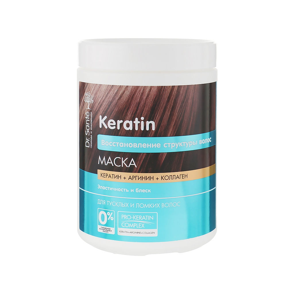 Маска для волосся Dr. Sante Keratin для тьмяного та ламкого волосся 1000 мл (4823015935480) - зображення 1