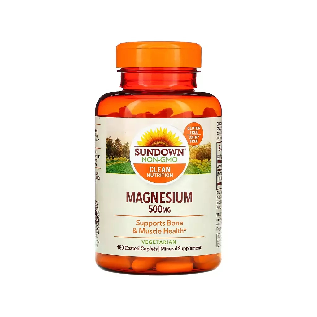 Мінерали Sundown Магній, 500 мг, Magnesium, Sundown Naturals, 180 каплет (SDN-30173) - зображення 1