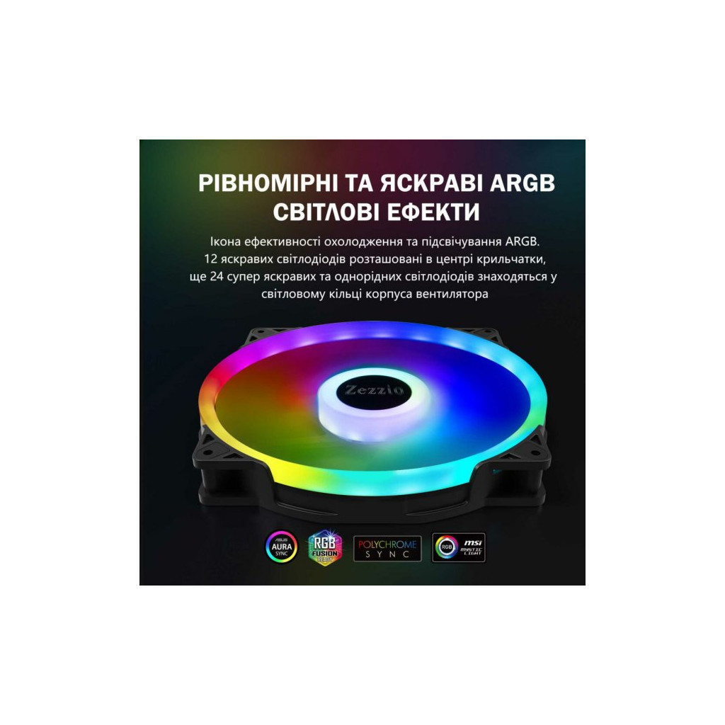 Кулер до корпусу Zezzio ZF-200 FRGB MAX - зображення 4