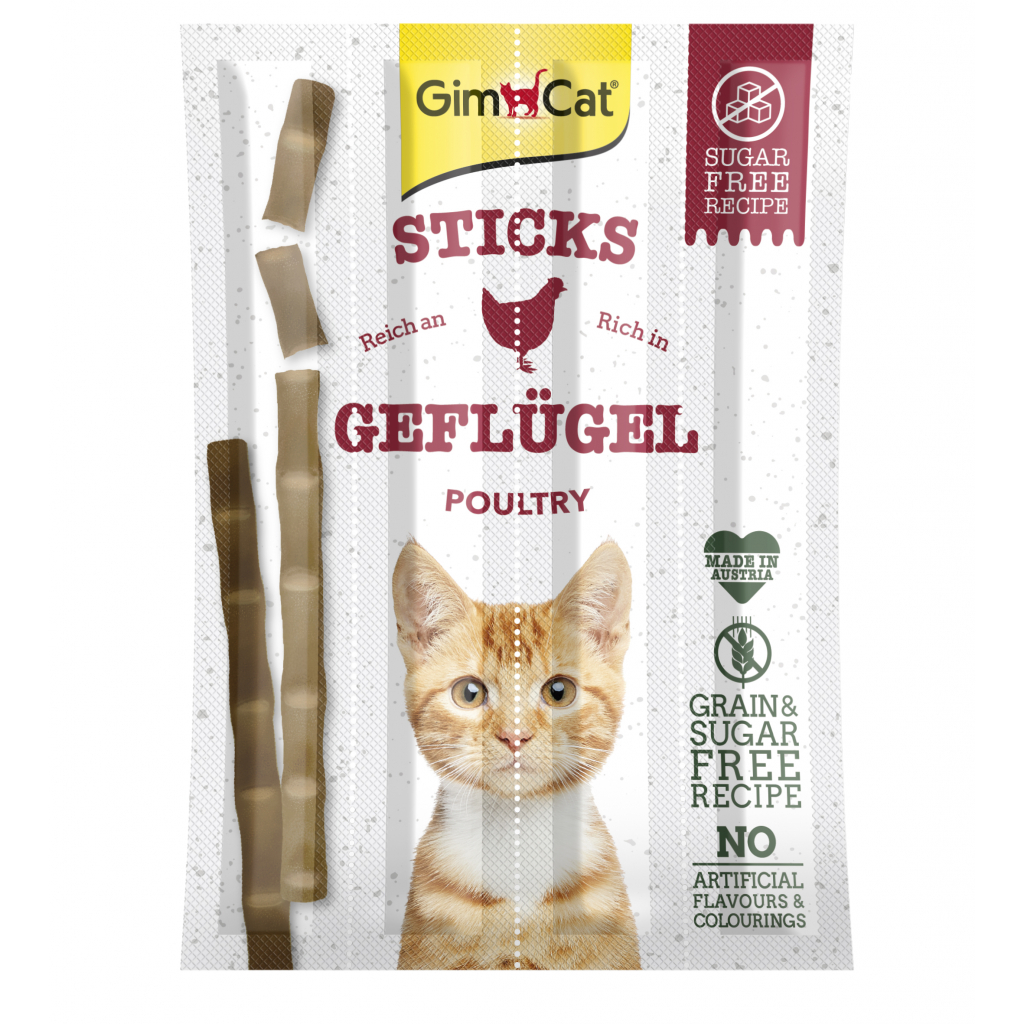 Ласощі для котів GimCat М'ясні палички з м'ясом птиці grain-free 4 шт (4002064400167) - зображення 1