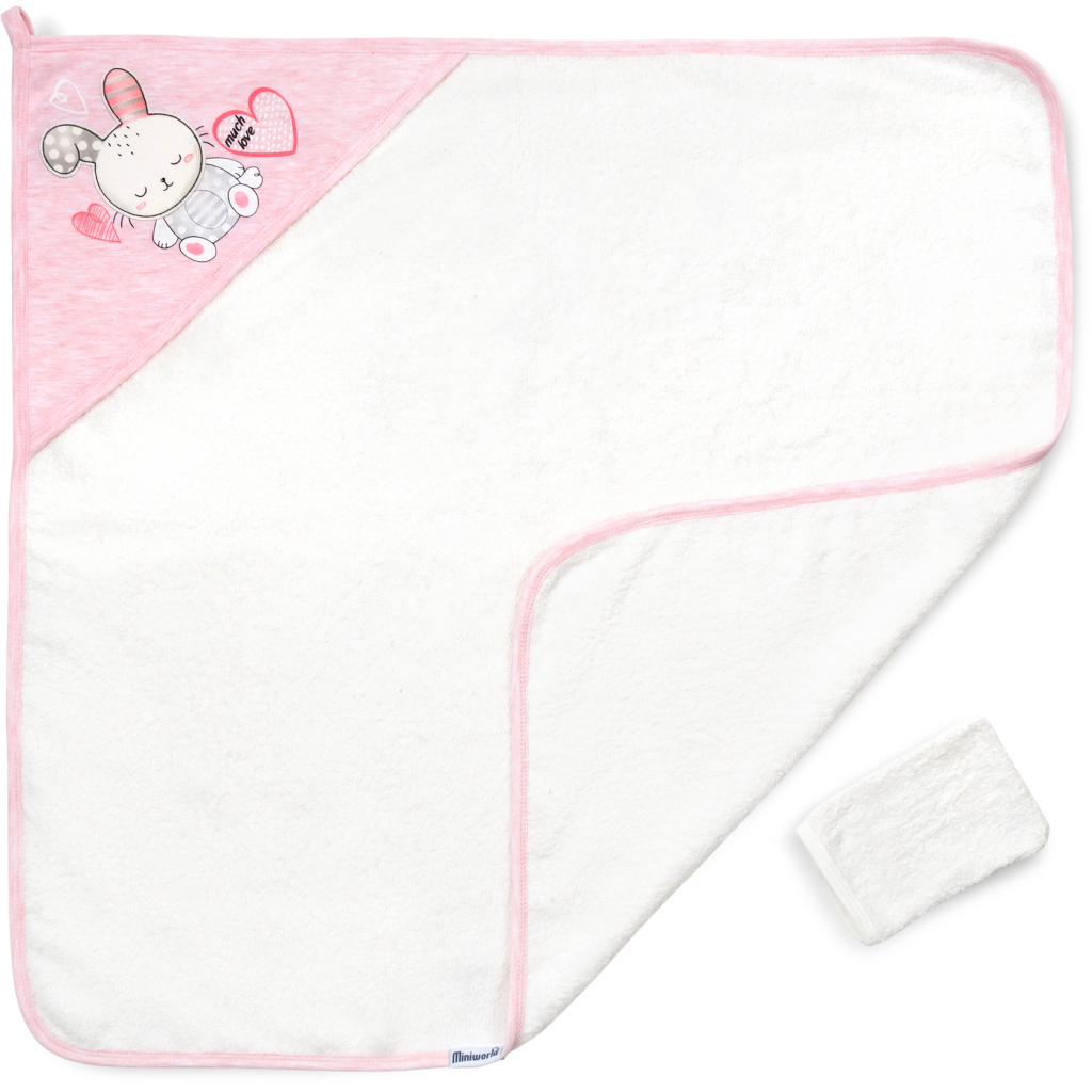 Рушник для купання Miniworld куточок з рукавичкою (15993-pink) - зображення 1