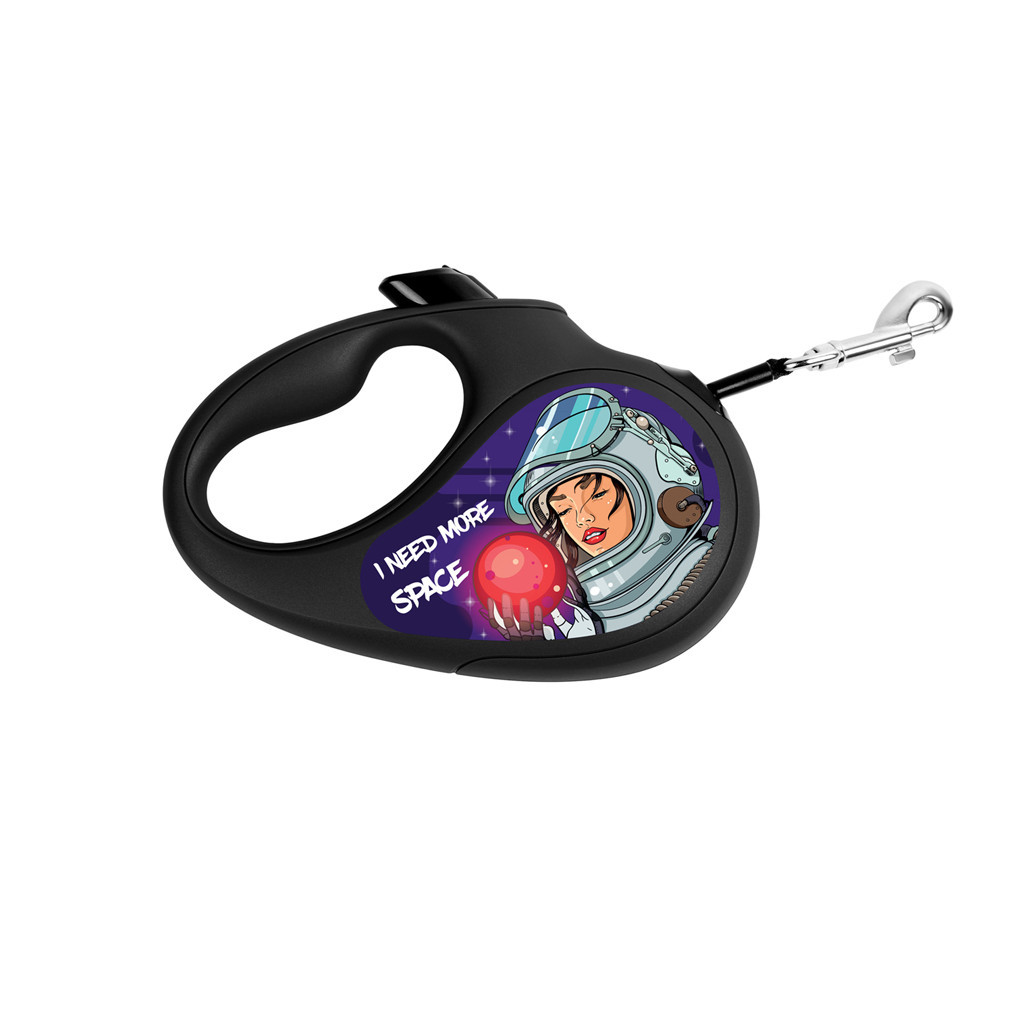 Повідок для собак WAUDOG R-leash "Більше космосу" світловідбивна стрічка L до 50 кг 5 м чорний (8126-0126-01) - зображення 1