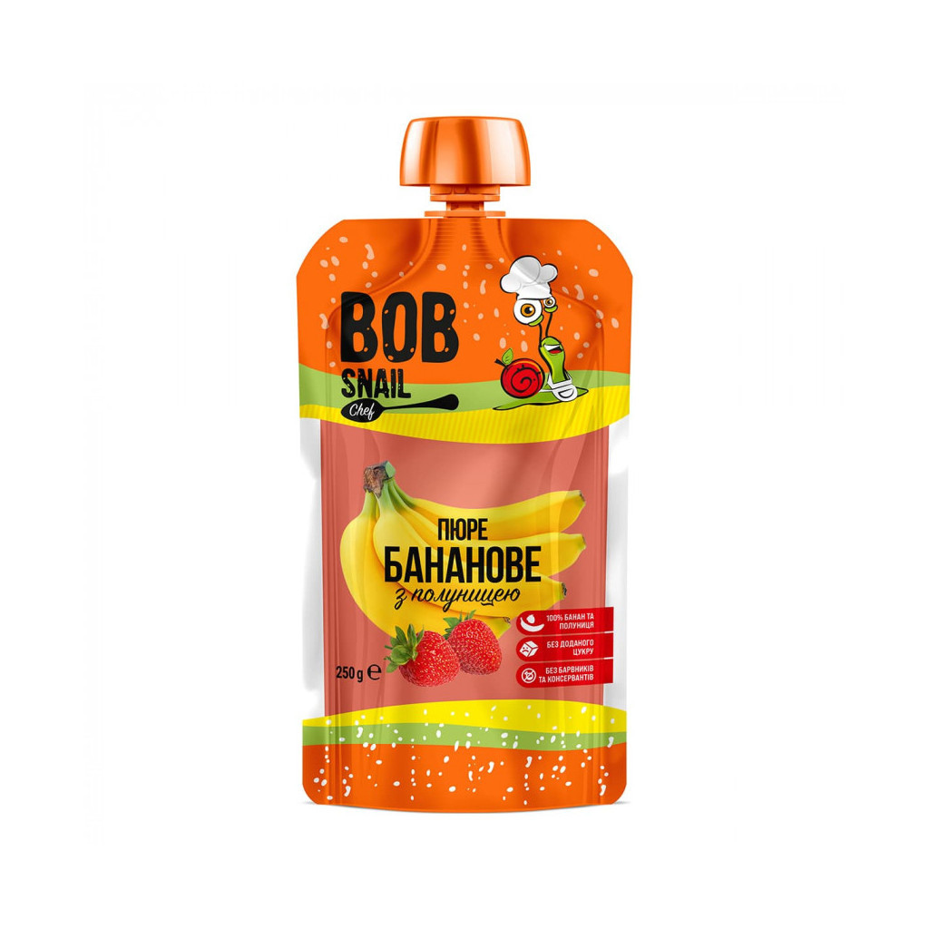 Дитяче пюре Bob Snail Равлик Боб Банан-Полуниця 250 г (4820219343974) - зображення 1