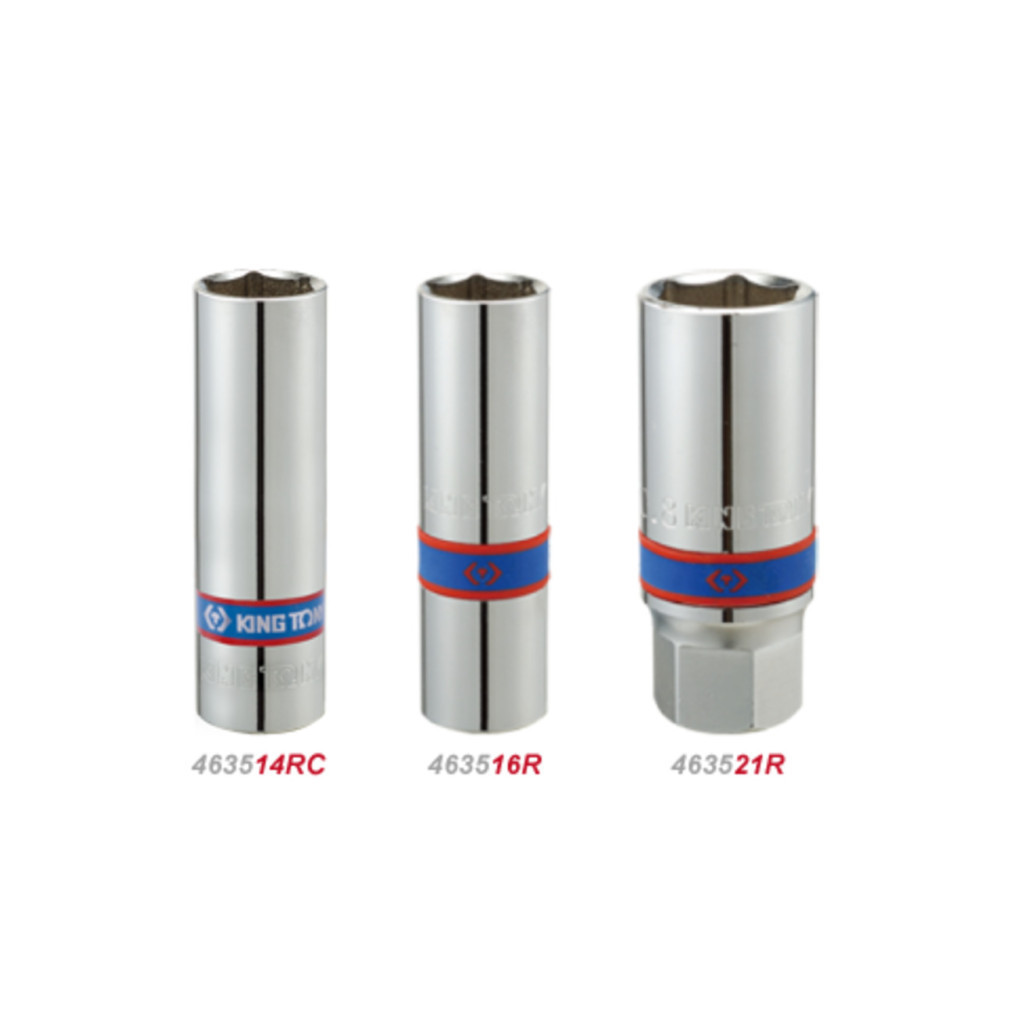 Головка торцева KING TONY 1/2" свічкова 16 мм шестигранна з гумою (463516RC) - зображення 1