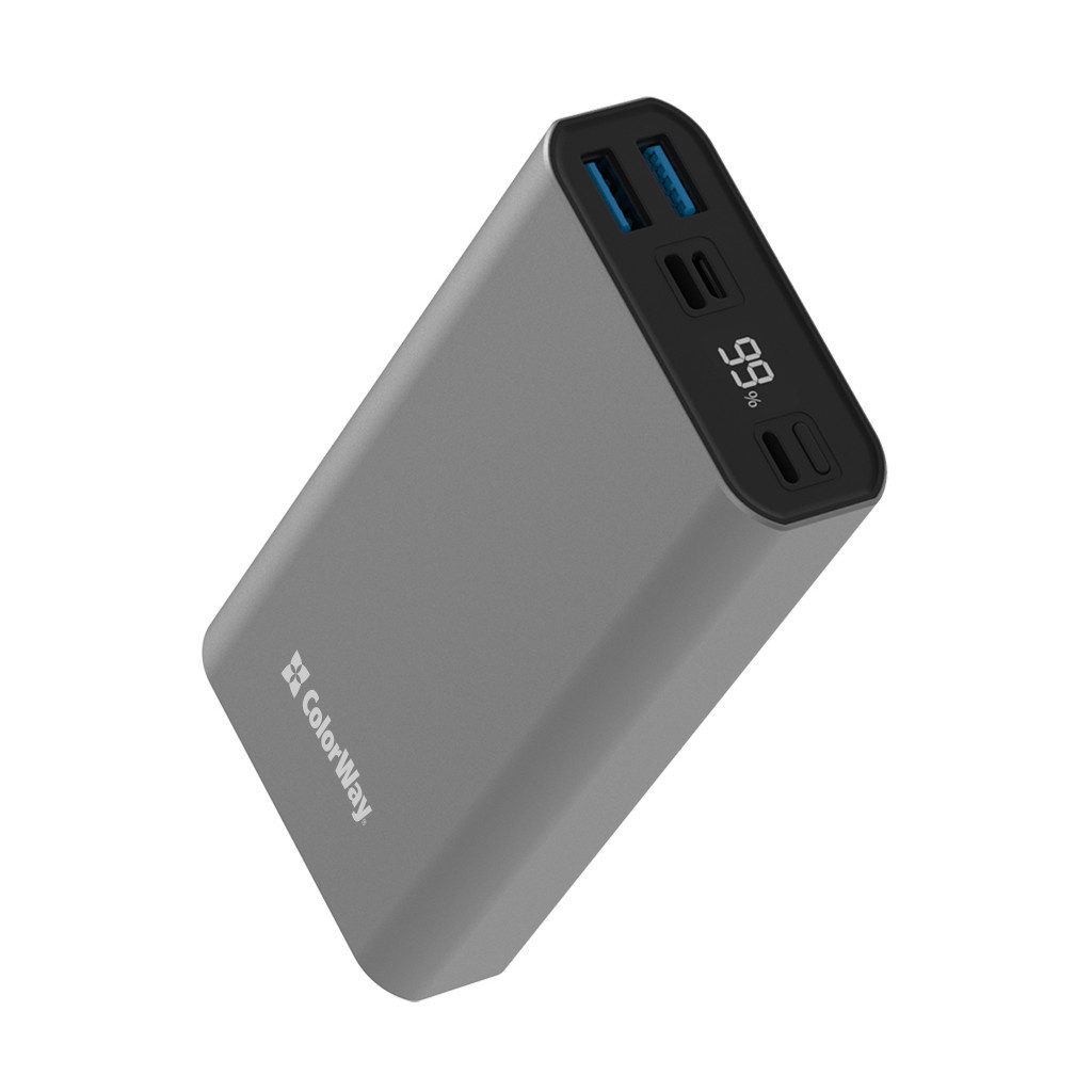 Батарея універсальна ColorWay 20 000 mAh PD/20W, QC/3.0, USB-C/Micro-USB/Lightning/USB-A max.22.5W Gray (CW-PB200LPH3GR-PDD) - зображення 4