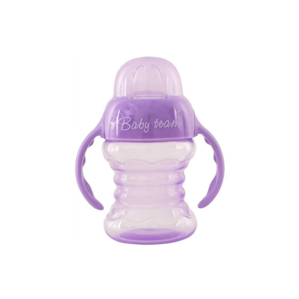 Поїльник-непроливайка Baby Team зі спаутом і ручками 180 мл (5022_фіолетовий) - зображення 1