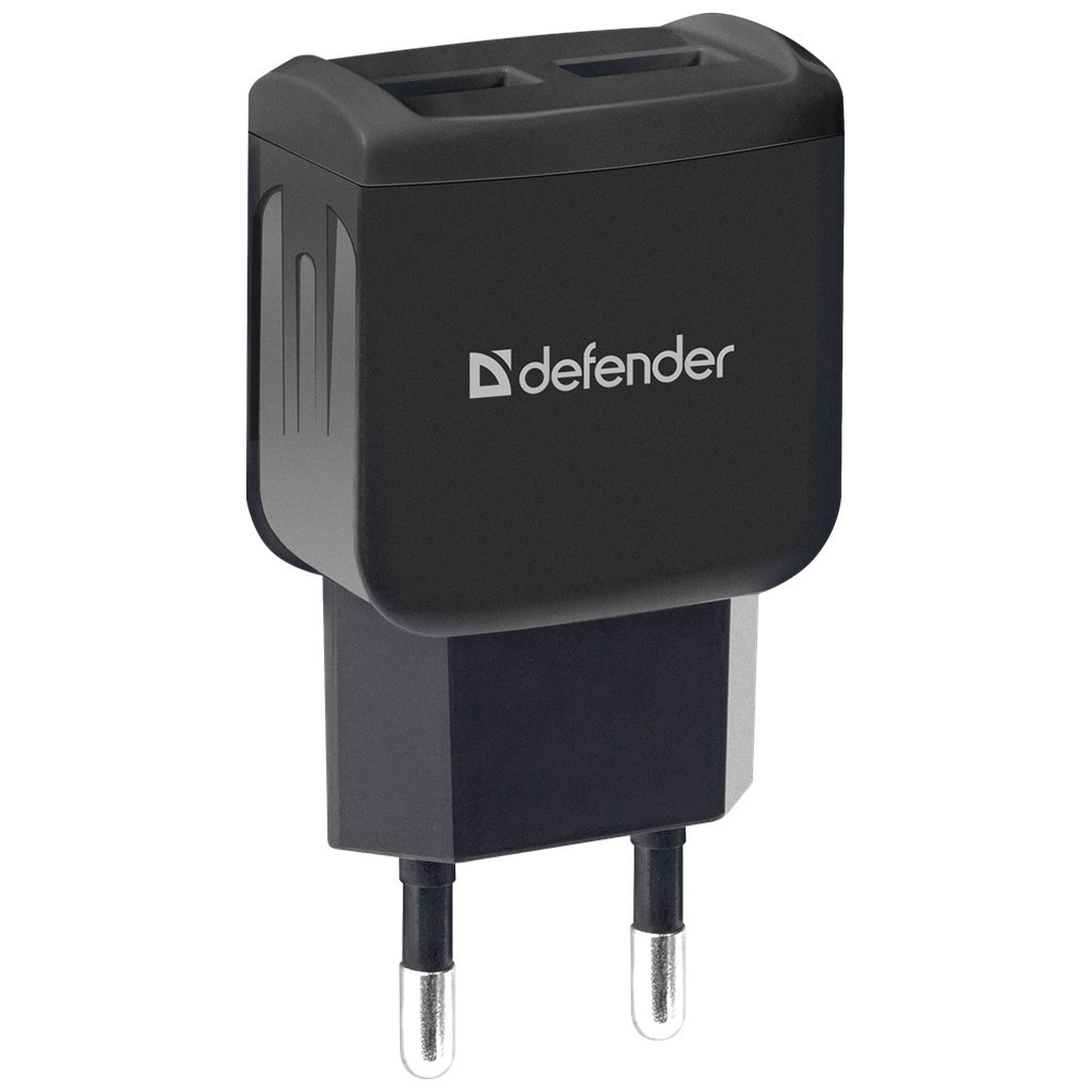 Зарядний пристрій Defender EPA-13 black, 2xUSB, 5V/2.1A, package (83840) - зображення 1