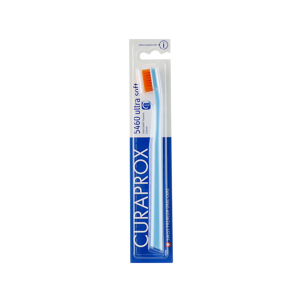 Зубна щітка Curaprox CS 5460 Ultra Soft Ультрам'яка D 0.10 мм Блакитна з помаранчевою щетиною (CS 5460-20) - зображення 1