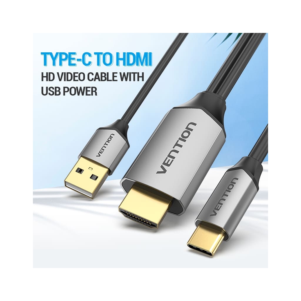 Кабель мультимедійний USB-C to HDMI M 1.5m V2.0 4K60Hz USB power supply black Vention (CGTBG) - изображение 2