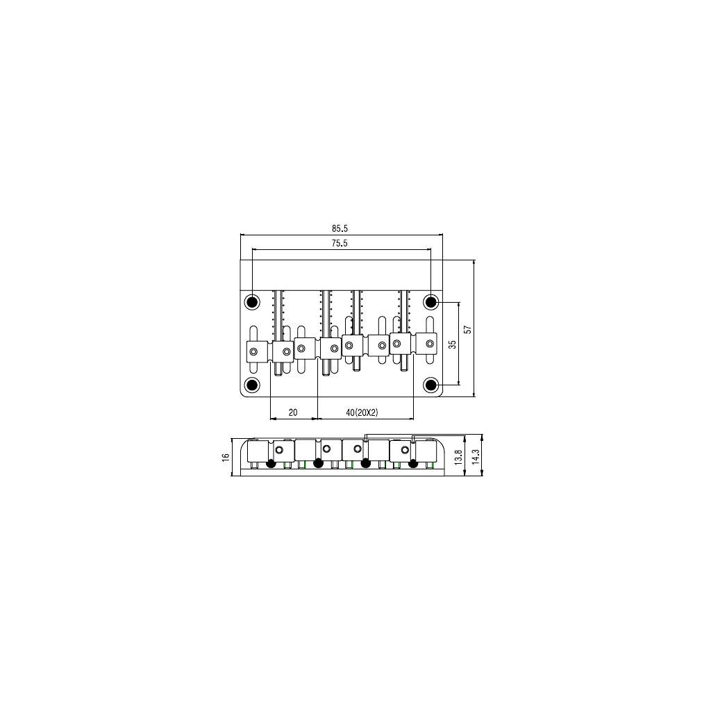 Бридж для гітари Paxphil BB012 Black - зображення 4