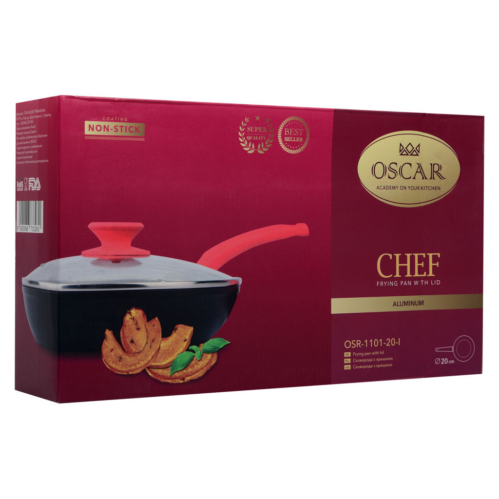 Сковорода Oscar Chef з кришкою 20 см (OSR-1101-20-l) - зображення 3
