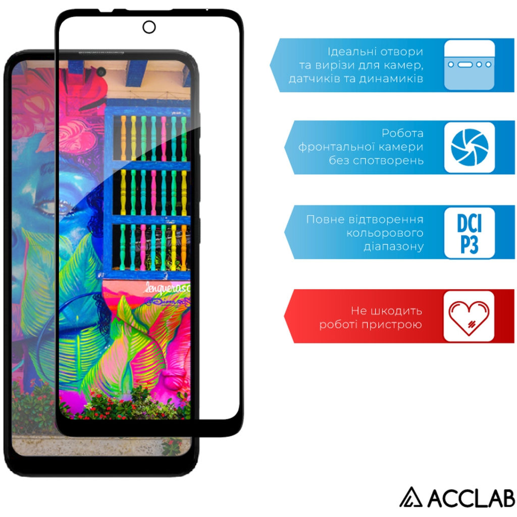 Скло захисне ACCLAB Full Glue MOTO E30/E40 Black (1283126545788) - зображення 5